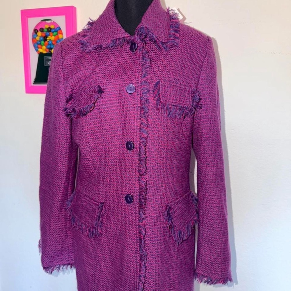 Women's Purple Fringed Coat